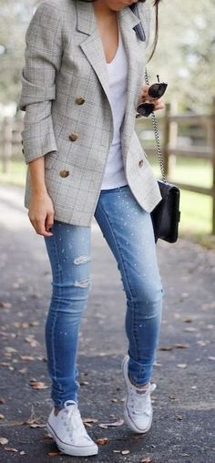 Casual Chic Outfits, Mode Tips, Blazer Outfit, Outfit Jeans, Casual Chic Outfit, Casual Work Outfits, Looks Chic, Casual Winter Outfits