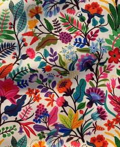 colorful floral print on white fabric