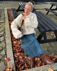 oh we are feeling autumnal 🍂🍁 Cream Ruffle Skirt Outfit, Fall Fashion 2024 Aesthetic, Boots And Midi Skirt Outfit, Autumn Country Outfits, Cute Winter Outfits 2024, November Fits, Mom Thanksgiving Outfit, Fall Outfits Dresses, Winter Church Fits