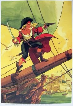 a painting of a pirate on top of a ship