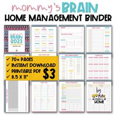 the printable brain home management binder is on sale for $ 3 99 each