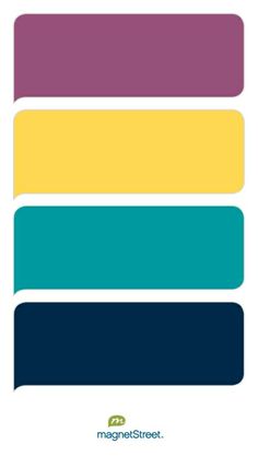 the color palette for magenta street's new colors, including blue, yellow and white