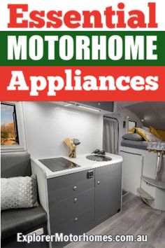 an advertisement for a motorhome appliance with the words, essentials