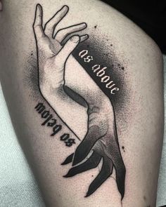 a black and white photo of a woman's arm with the words as above it