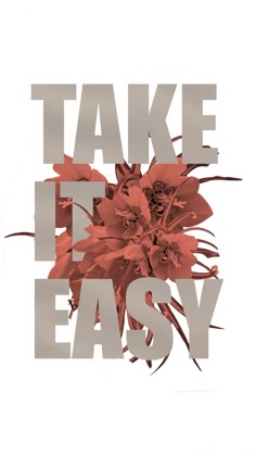 the words take it easy are shown in red and grey letters on a white background