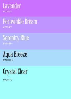 four different font styles on a blue, purple and green background with the words aqua breeze crystal clear