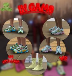 there are four pictures of different shoes in the game