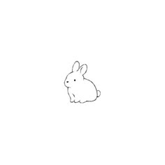 a black and white drawing of a rabbit sitting on the ground with its head turned to the side