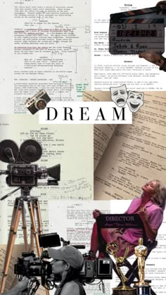 a collage of photos with the words dream written on them