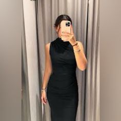 New With Tags. Size Small. Black Color. Zara 1165/027/800 Black Ruched Sheath Dress, Black Ruched Bodycon Dress For Work, Black Ruched Mini Dress For Work, Black High-neck Bodycon Dress For Evening, Black High Neck Bodycon Dress For Evening, Black Ruched Midi Dress For Work, Black Ruched Bodycon Dress For Formal Occasions, Elegant Black Ruched Bodycon Dress, Elegant Black Bodycon Dress With High Neck