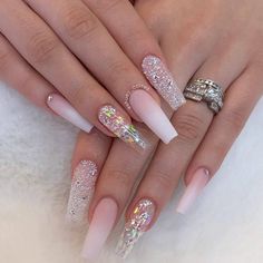 Ongles Beiges, Ombre Acrylic Nails, Long Acrylic Nails Coffin, Coffin Shape Nails, Acrylic Nails Coffin Pink, Coffin Nails Long, Bling Acrylic Nails, Acrylic Nails Coffin Short, Summer Acrylic Nails