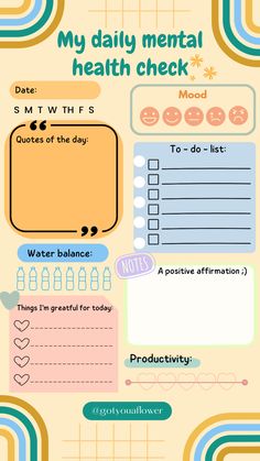 Self Care Template Aesthetic, Daily Check In Template, Journal Templates Layout Aesthetic, Journal Template Aesthetic Printable, Journal Template Aesthetic Ipad, Daily Routine Template Aesthetic, Daily Routine For Mental Health, Gratitude Journal Ideas Aesthetic, Study Templates Aesthetic