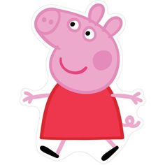 the peppo pig is standing up with his hands in his pockets and eyes wide open