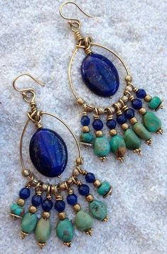 Boho Styl, Earrings Inspiration, Beaded Dangle Earrings, Diy Schmuck, Bijoux Diy, Jewelry Patterns, Turquoise Earrings, Jewelry Projects, Hippie Style