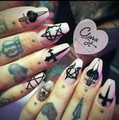 @norest4thewickd | queen b Nails With Tattoos, Nile Art, Halloween For Kids, Long Rings, Kids Nail Designs