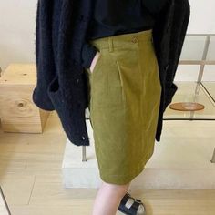 grunge outfits Mustard Green All-Match High Waist Corduroy Skirt for Women Mustard Green, Mid Skirt, Mustard Greens, Half Skirt, Skirt For Women, Corduroy Skirt, Skirt Skirt, Style Skirt, Elegant Shirt