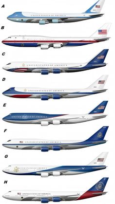 four different types of airplanes are shown in this graphic art printable version for the united states air force