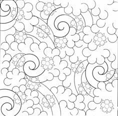 a coloring page with flowers and swirls