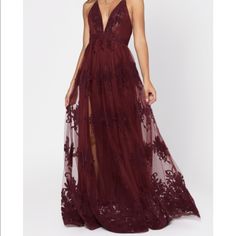 New With Tag - Gorgeous Dress In Original Packaging. Purple Floor-length Maxi Dress For Night Out, Chic Purple Maxi Dress For Prom, Wine Maxi Dress, Prom Dress Websites, Formal Lace Dress, Dress Sites, Blush Maxi Dress, Dress Websites, Dresses Occasion