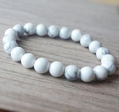 Howlite Wrist Mala Beads Healing Jewelry by OrientAppeal on Etsy Healing Crystals Meanings, Energy Yoga, Howlite Bracelet, Womens Bracelet, Wrist Mala, White Bracelet, Energy Bracelets, Bracelet Mens, White Bracelets