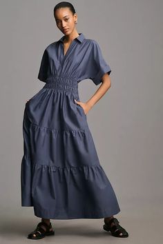 The Somerset Maxi Dress: Shirt Dress Edition | Anthropologie Little Women Winter, Somerset Dress, Somerset Maxi Dress, Extra Dresses, Anthropologie Maxi Dress, Proverbs 31 10, Dress Shirt Dress, Dress T Shirt, Maxi Dress Blue