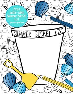 an image of a summer bucket list with beach items on the bottom and stars in the background