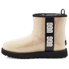 (WMNS) Female UGG CLASSIC CLEAR MINI Snow boots 'Black' 1113190-NBLC (SNKR/Women's/Classic) Ugg Classic Clear, Black Ugg Boots, Ugg Bailey Button, Ugg Boots Australia, Ugg Classic Mini, Kids Uggs, Sheepskin Boots, Sweater Boots, Ugg Classic