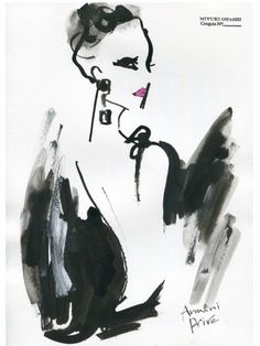 a black and white drawing of a woman's face with pink lipstick on her lips