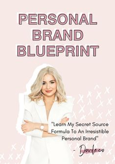 a woman with her arms crossed and the words personal brand blueprint