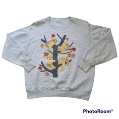 Vtg 90s Autum Fall Teddybear Leaf Sweater Gray Womens XL. Sweater is in fair pre owned condition. Graphic has some fading to it, has very light staining on sleeve cuffs and a few dots on upper shoulder. Leaf Sweater, Cute Sweater, Cute Sweaters, Fall Sweaters, Grey Sweater, Teddy Bear, Dots, Fashion Outfits, Sweatshirts