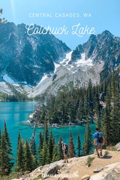 two people hiking up the side of a mountain with text overlay reading central cascades,