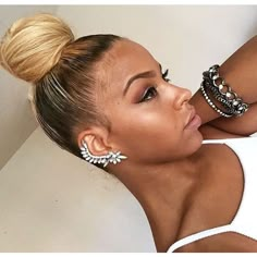 Neat Braids, Black Hair Bun, Makeup Features, Hair In A Bun, Top Knots, 2019 Style, Bun Bun, Christmas Pics, Weave Styles