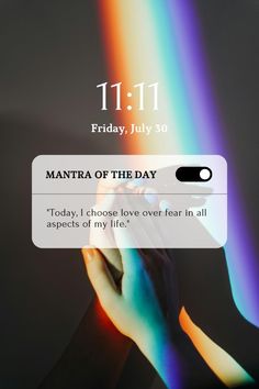 the text reads,'today i thought love over fear all aspects in my life friday, july 30