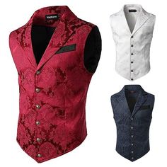 Specifications: 100% Brand new and high quality. Size:S,M,L,XL,XXL,3XL Color: white,black,red,navy blue Material: Polyester Sleeve length:sleeveless Pattern:solid color Season:spring,autumn,winter Garment:Hand washing or machine washing,line dry. Package:1 pcs Waistcoat (Other Accessories are not included) Note:  1.Due to the light and screen difference, the item's color may be slightly different from the pictures. Please understand.  2.Please allow 2-3% error due to manual measurement.Please make sure you don’t mind before you bid. 3.Size doesn’t fit all.Please carefully check size chart and select the size based on your real size. Red Black White Wedding, Gothic Waistcoat, Prom Vest, Victorian Waistcoat, Biker Wedding, Waistcoat Fashion, Men Waistcoat, Casual Punk, Formal Tuxedo