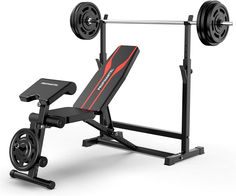 a bench and weight set on a white background