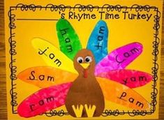 a turkey made out of paper with words written on it and the word tom is for tom