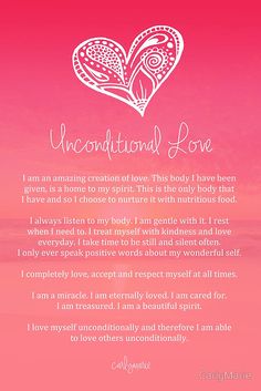 a pink and white heart with the words, i am an amazing person this body has been given as a home to my spirit