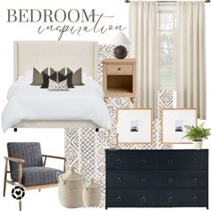 the bedroom is decorated in neutral colors