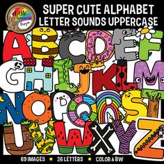 the alphabet is made up of letters and numbers with different colors, shapes, and sizes