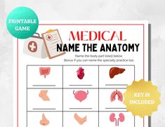 medical name the anatomy printable game for kids and adults to play on their own