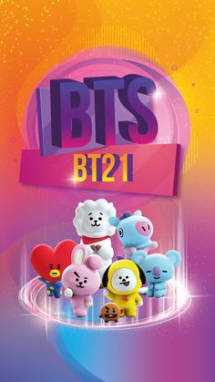 the btts logo is shown in this colorful poster