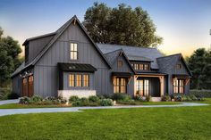 this is an artist's rendering of the farmhouse style house plans for your dream home