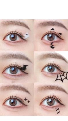 Down Eyeliner, Halloween Lip Makeup, Spider Web Makeup, Futuristic Makeup, Wrong Decision, Eyeliner Designs, Cute Halloween Makeup, Makeup Face Charts, Face Paint Makeup