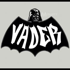 the dark knight batman logo on a gray background with white lettering that reads,'vader '