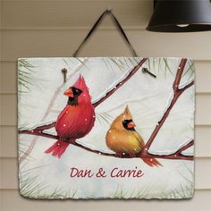 Personalized Cardinals Slate Plaque - Sunny Jar Personalized™ Slate Tile Crafts, Cardinal Painting, Slate Art, Painted Slate, Slate Signs, Word Art Design, Christmas Cardinals, Winter Bird, Relationship Gifts