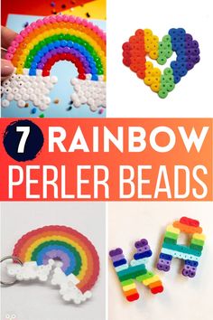 rainbow perler beads with the words 7 rainbow perler beads on it and an image of