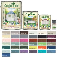 two cans of paint with different colors on them and the words cuppinol in each