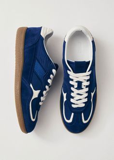 tb.490 Rife Sheen Blue | ALOHAS Underrated Shoes, Blue White Shoes, Trending Shoes For Men, Colored Shoes, Finnish Fashion, Blue Trainers, Colorful Sneakers, Weekender Tote Bag, Shoe Inspo