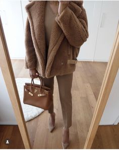 Hermes Birkin 30 Gold, Max Mara Teddy Coat, Birkin 30 Gold, Outfit Collages, Outfit Collage, Hermes Birkin 30, Shopping Chanel, Slingback Pump