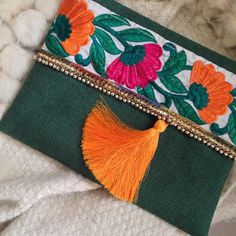 Green Floral Clutch Bohemian purse Fashion Bag Woman | Etsy Handmade Chic Clutch Evening Bag, Chic Handmade Clutch, Chic Handmade Clutch Evening Bag, Elegant Handmade Clutch For Summer, Elegant Handmade Summer Clutch, Handmade Chic Clutch, Elegant Spring Gift Clutch, Summer Zipper Pouch Clutch, Chic Clutch Bag With Tassels